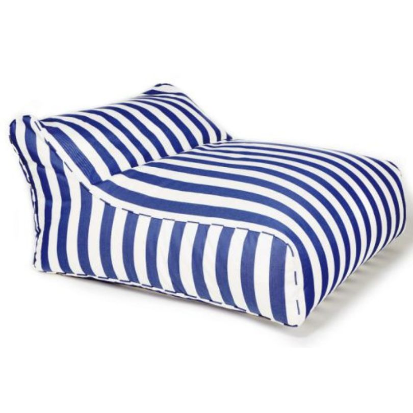 Blue and white online striped chaise lounge cushions