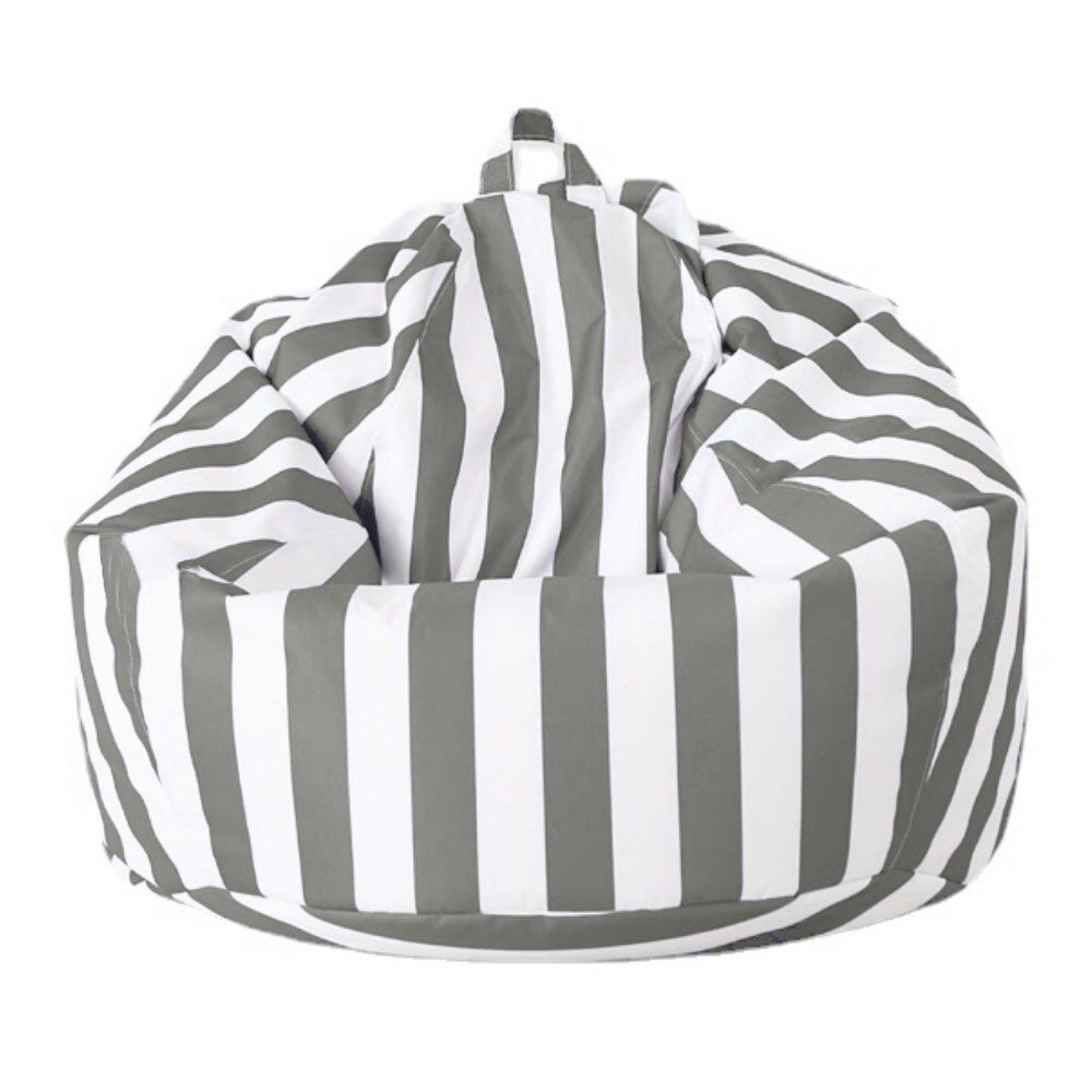 Aussie Outdoor Waterproof Bean Bag Cover Pool Stripes White Light Grey SALE