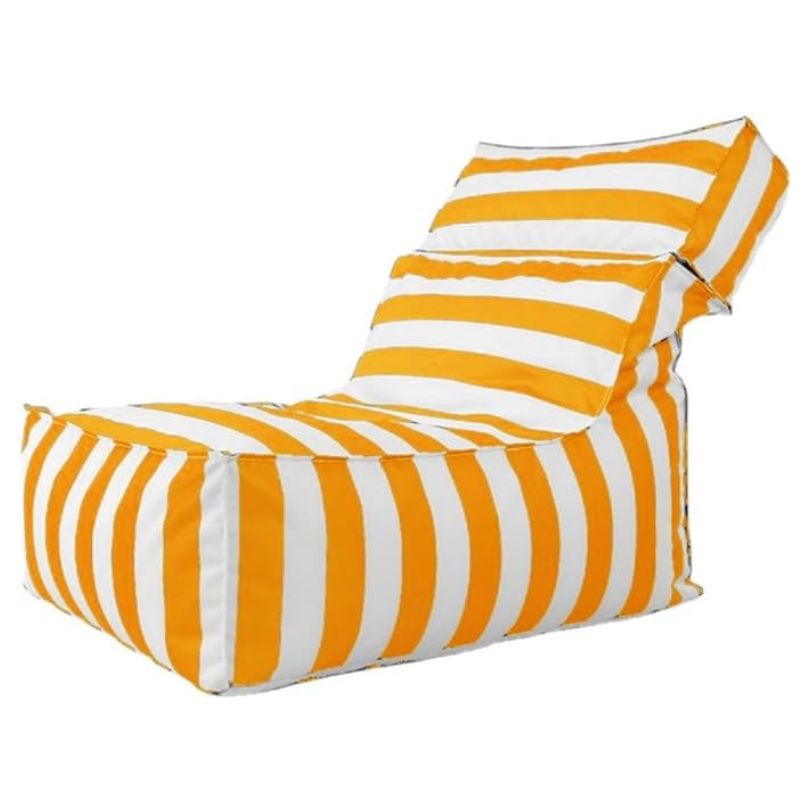 Hamptons Waterproof Outdoor Chaise Bean Bag Cover Yellow White Stripe