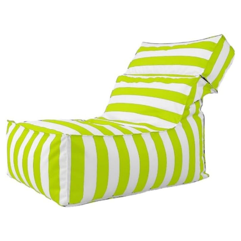 Hamptons Waterproof Outdoor Chaise Bean Bag Cover Green White Stripe