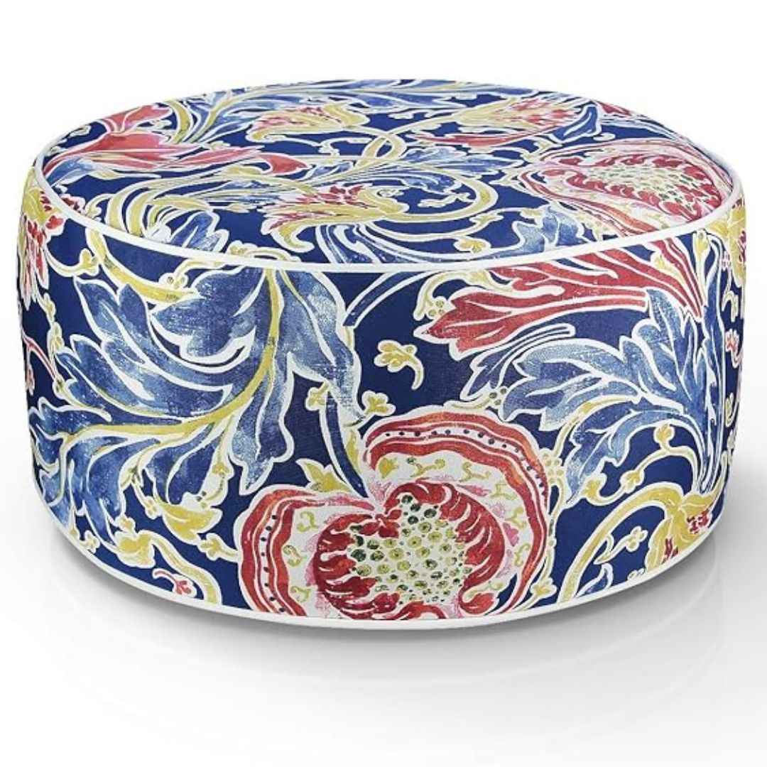 Cairns Outdoor Waterproof Tropical Inflatable Ottoman Blue Paisley