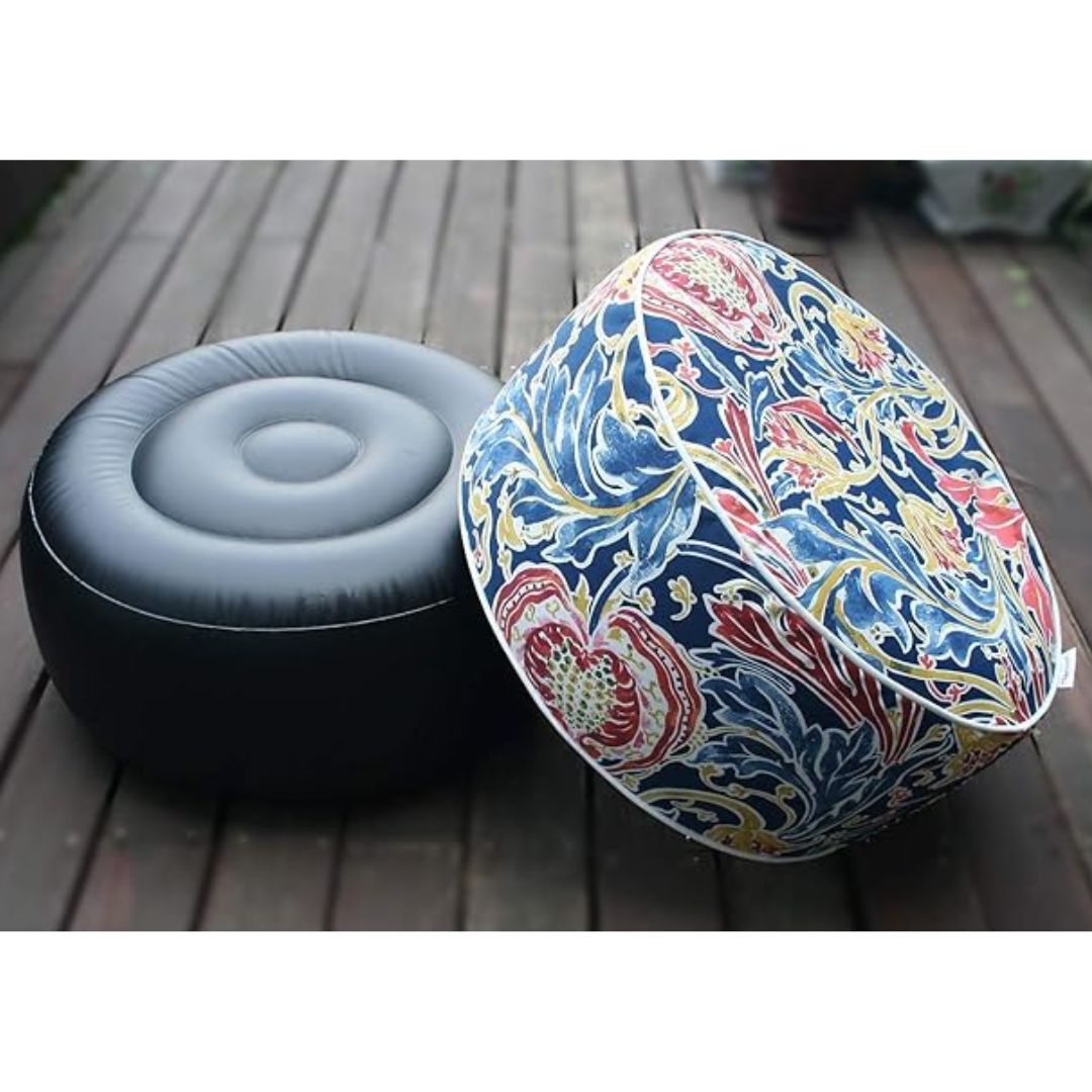 Cairns Outdoor Waterproof Tropical Inflatable Ottoman Blue Paisley