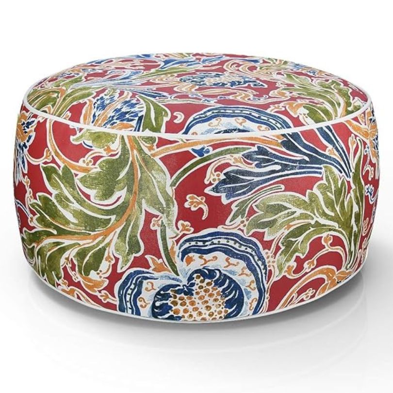 Cairns Outdoor Waterproof Tropical Inflatable Ottoman Red Paisley