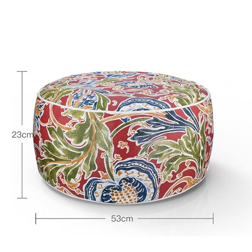 Cairns Outdoor Waterproof Tropical Inflatable Ottoman Red Paisley