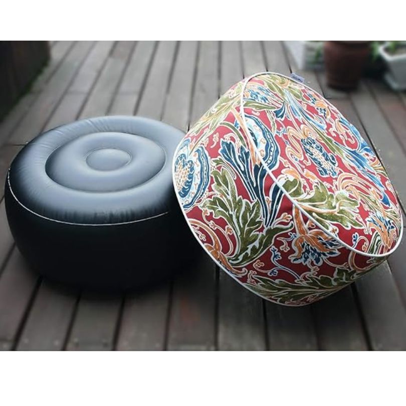 Cairns Outdoor Waterproof Tropical Inflatable Ottoman Red Paisley