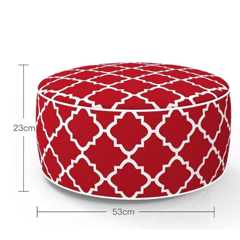 Hamptons Outdoor Waterproof Inflatable Ottoman Red White Lattice