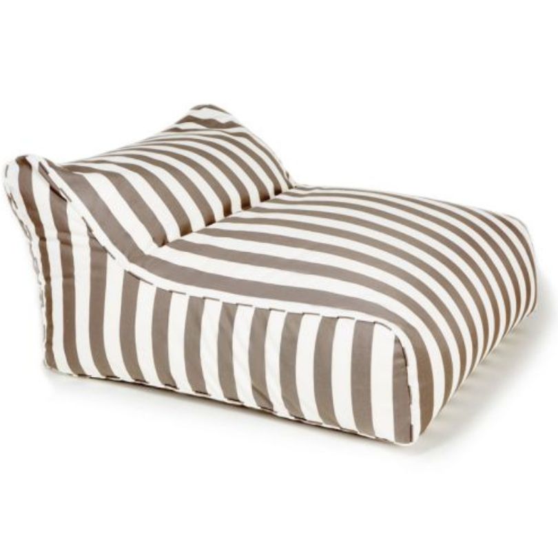 Big Chill Premium Waterproof Striped Floating Lounger Bean Bag Cover White Light Khaki