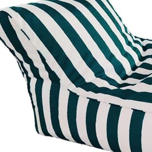 Big Chill Premium Waterproof Striped Floating Lounger Bean Bag Cover White Dark Green