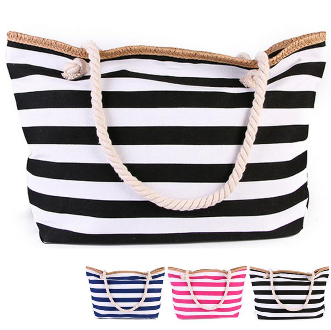 Hamptons Striped Beach Tote