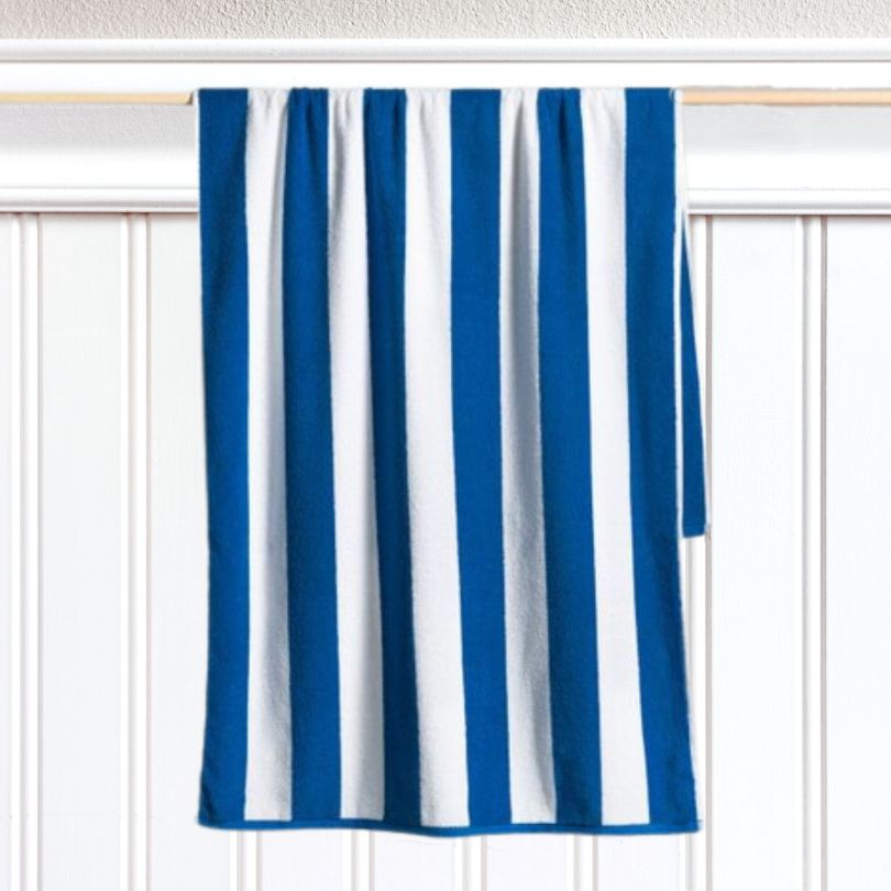 Hamptons Large Beach Towel Blue White Stripe