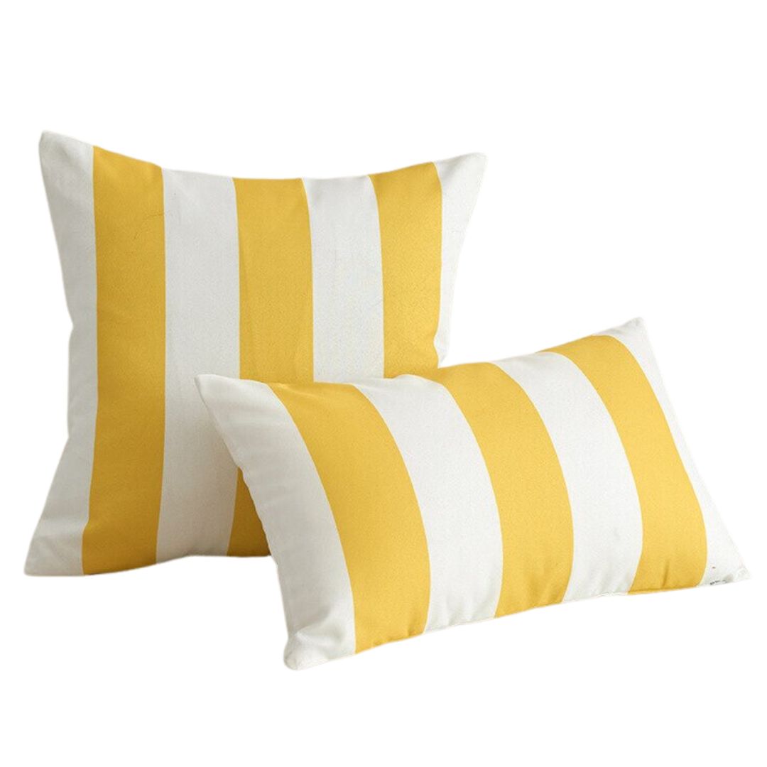 Hamptons Outdoor Waterproof Striped Cushion Cover Yellow 30x50